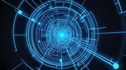 Digital Circuit lines in motion digital lines with glowing spots. motion fly through.4k Resolution. blue color. motion video. - Powered by Adobe