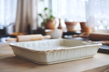 Elegant Off-White Ceramic Baking Dish for Culinary Delights