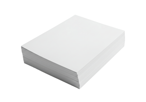 Isolated Stack of White Paper Sheets for Office Use