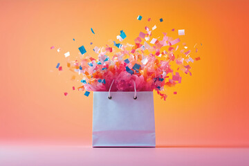 Confetti Bursting from Gift Bag - Festive Celebration Surprise