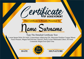 Gradient elegant certificate template on blue background