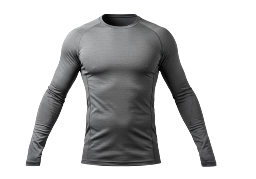 Isolated Gray Long Sleeve Compression Shirt for Sports