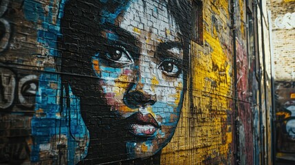 A powerful piece of street art on a city wall, delivering a strong social or political message to passersby