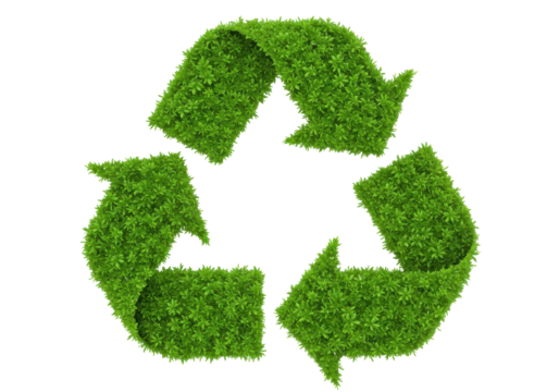 Isolated Green Grass Textured Recycle Symbol