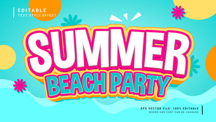 Naklejka na ściany i meble Summer beach party 3d editable text effect vacation style