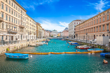Trieste, Italy. Trieste channel and Ponte Rosso square view,