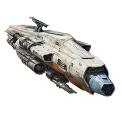 Naklejka premium A white space ship with a red stripe on the side. , isolated on white background.