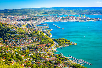 Trieste, Italy. Aerial view of Trieste coastline view