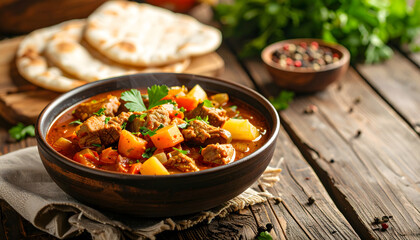 Traditional cuisine with hearty rural village meals served in rustic setting for authentic experience food cooking rustic