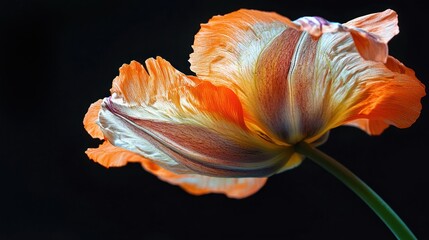 A close-up of a flower with a torn petal, showcasing the natural beauty of imperfection