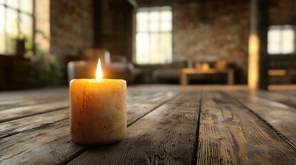 A candle slowly burning down in a dimly lit room, representing the impermanence of light and time
