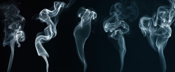 Fototapeta premium The beautiful smoke formations gracefully dancing against a dark background.
