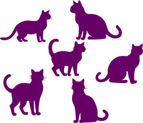 set of cats silhouettes vector illustration design art 