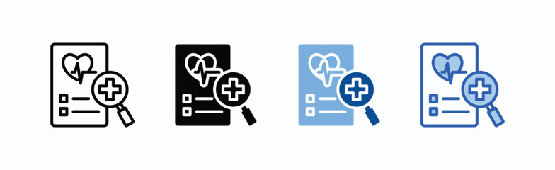 Checkup icon sheet multiple style collection isolated vector