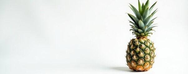 Close-up view of a pineapple's spiky crown against a clean white background , food, background, summer
