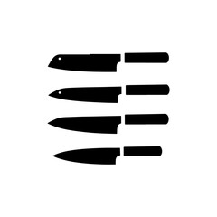 Knife set silhouette vector flat illustration design.
