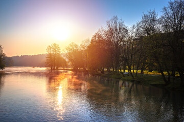 Krka, Slovenia. Krka river nature dawn view