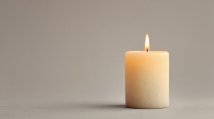 minimalistic photograph of candle glowing softly warm golden hues radiating from it