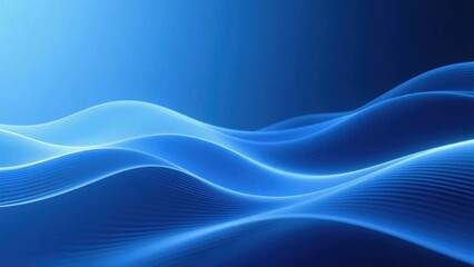 Obraz premium Abstract Blue Background with Flowing Wave Patterns, Illustration of Modern Technology Concept, Gradient Lighting Effect, Artistic Visual Representation