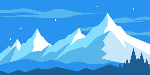 Fototapeta premium A vast treeless cold and desolate arctic tundra cartoon video background scene vector illustration