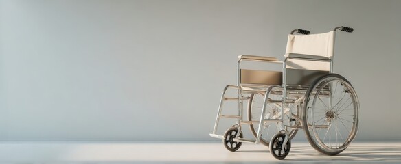 The empty wheelchair symbolizing mobility and independence in modern healthcare design.
