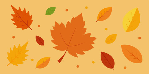 Obraz premium Vibrant and colorful fallen crunchy autumn leaves cartoon video background scene vector illustration