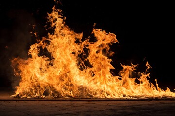 fire on the black background