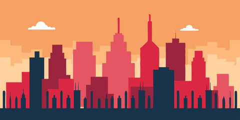 Obraz premium A bright modern metropolitan tower city skyline cartoon video background scene vector illustration