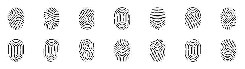 Fingerprint Line Icons Editable Stroke, Vector fingerprints icons or thumbprint symbol isolated.
Vector illustration