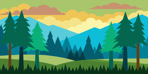 Peaceful Forest Clearing Animation Cartoon Video Background Vector Scene