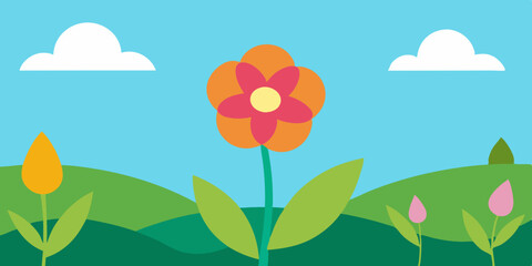 Vibrant Flower Field Animation Cartoon Video Background Vector Scene