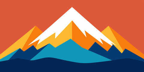 Majestic tall rocky mountain peak vista cartoon video background scene vector illustration