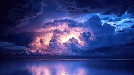 A storm suddenly sweeping through a calm landscape, representing the unpredictable force of impetuous weather