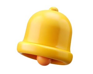 Yellow 3d cartoon bell icon isolated on white background