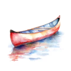 Gordijnen Watercolor illustration of a canoe © Merdeka