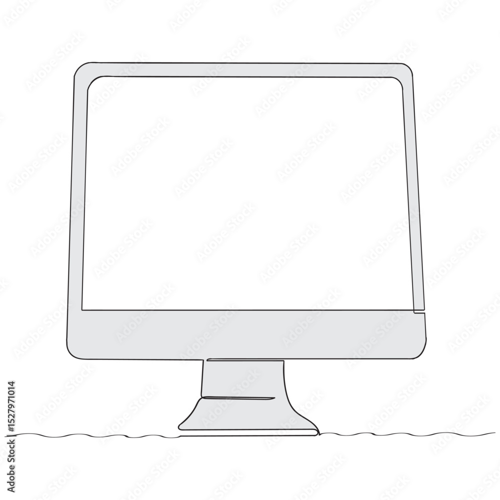 Poster continuous line drawing computer icon computer monitors icon vector.
