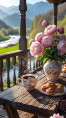 Fototapeta premium tea and flowers