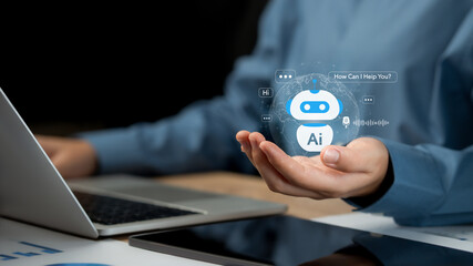 Artificial intelligence and education technology concepts, chatbot conversations and digital communication, online learning, modern technology to new skills. succeed in modern digital learning.