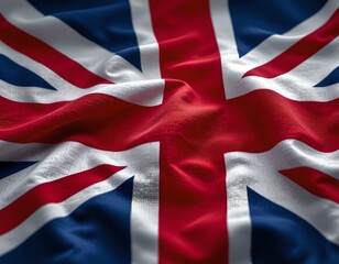 Fototapeta premium Dramatic Close Up of a Waving United Kingdom Flag British National Fabric Texture