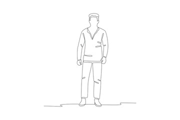 One single line drawing of dashing male fashion model. Fashion model minimalist concept. Fashion trendy minimalist concept. Simple line for fashion.