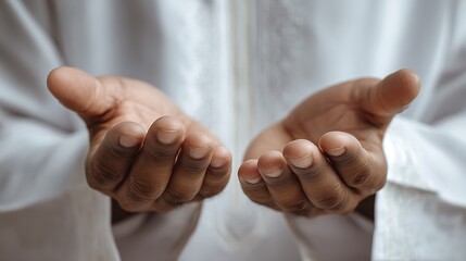 Close Up of Muslim Hands Raised in Prayer : Suitable for Be Used in Blog Posts, Social Media Posts or Website Content Related to People, Culture and Religion Theme.