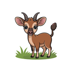 Saola Vector Icon - Cute Cartoon Saola Wildlife Illustration