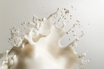 abstract composition of white foam captured in motion against a soft, neutral background. The foam appears dynamic and fluid