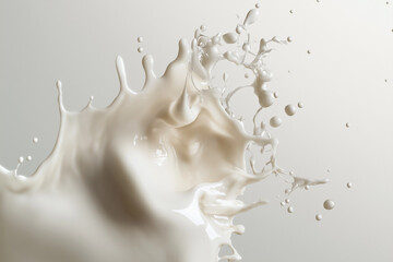 abstract composition of white foam captured in motion against a soft, neutral background. The foam appears dynamic and fluid