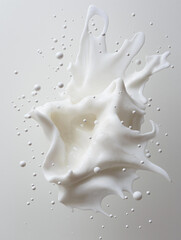 abstract composition of white foam captured in motion against a soft, neutral background. The foam appears dynamic and fluid