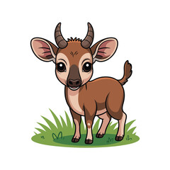 Saola Vector Icon - Cute Cartoon Saola Wildlife Illustration