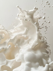 abstract composition of white foam captured in motion against a soft, neutral background. The foam appears dynamic and fluid