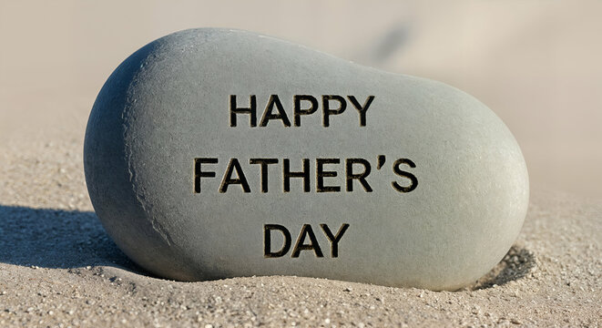 Happy fathers day message on a beach stone
