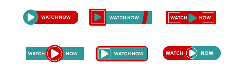 set of watch now button illustration.