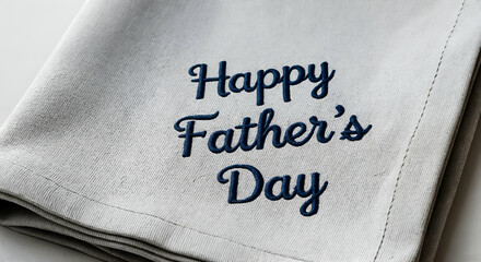 Happy fathers day embroidered on grey napkin